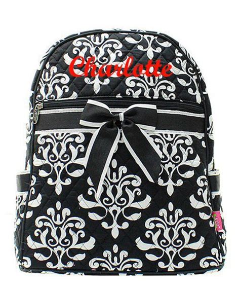 Items Similar To Black Damask Monogrammed Backpack Monogram Quilted