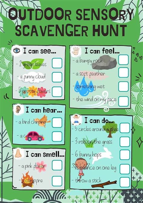 Learning And School Toys And Games Nature Scavenger Hunt The Five Senses