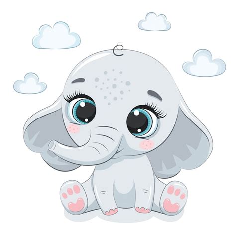 Premium Vector Cute Baby Elephant Illustration For Baby Shower