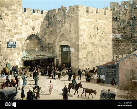 Jaffa Gate Jerusalem Palestine Israel Trade Market Hi Res Stock