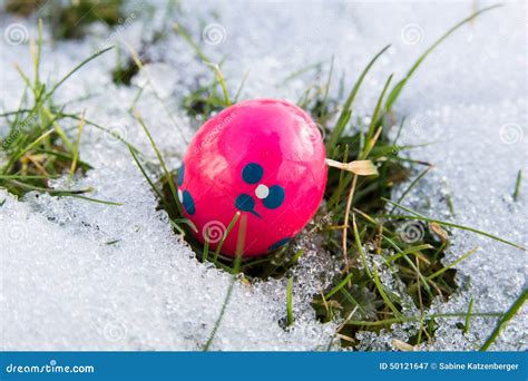Easter Egg In The Snow Stock Image Image Of Garden Shiny 50121647