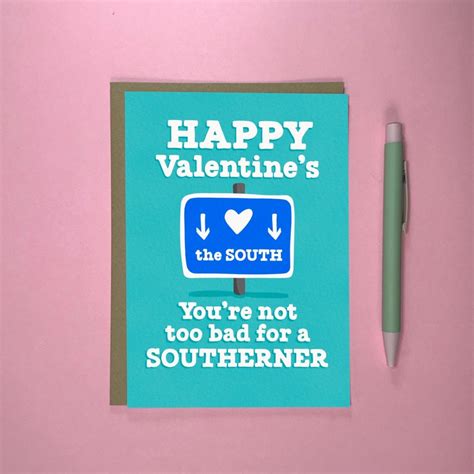 Funny Valentine Card Road Sign Valentines Day Card For Southerner
