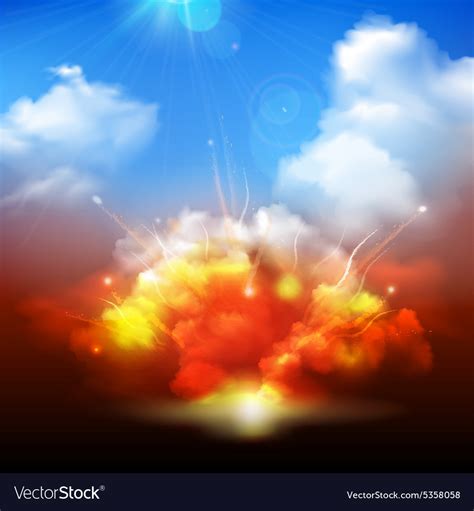 Explosion Clouds And Blue Sky Banner Royalty Free Vector