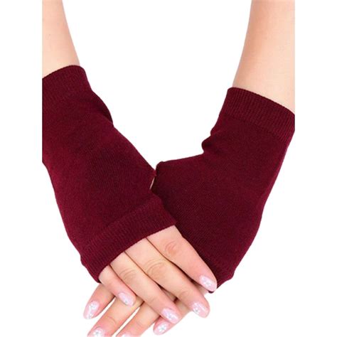 Meihuida 1 Pair Women Cashmere Fingerless Warm Winter Gloves Hand