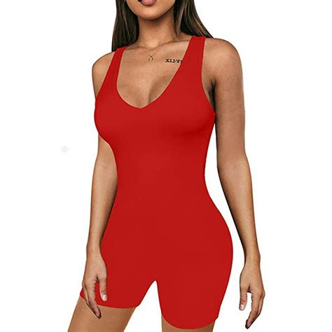 xbtclxebco xbtclxebco women one piece sleeveless bodycon fitness yoga short jumpsuit walmart