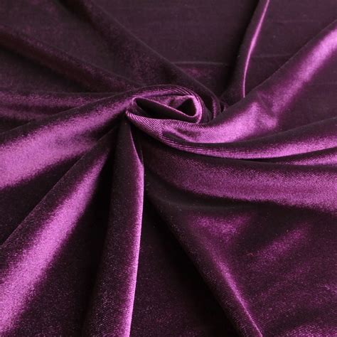 Purple Soft Stretch Velvet Dress Fabric Rich Plain Knitted Jersey Ve