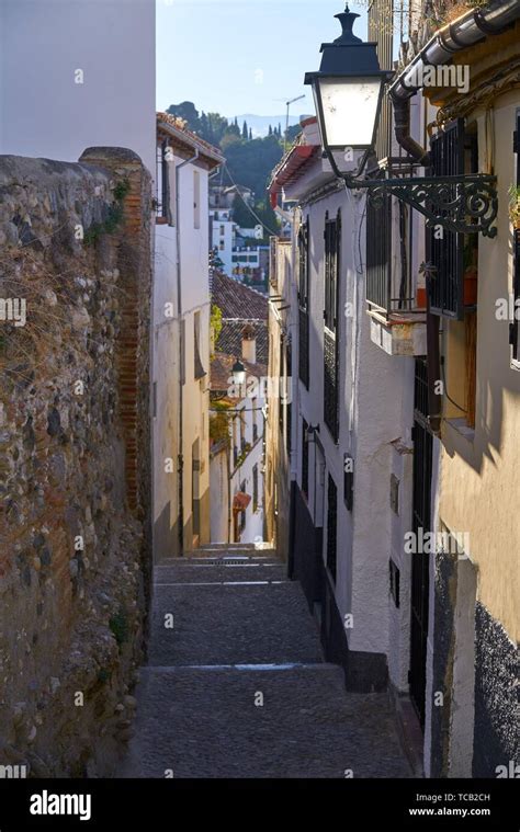 Albaicin Of Granada Narrow Street Of Andalusia Muslim Spain Stock Photo