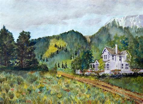 Victorian Home Watercolor Painting Original Fine Art Etsy Landscape