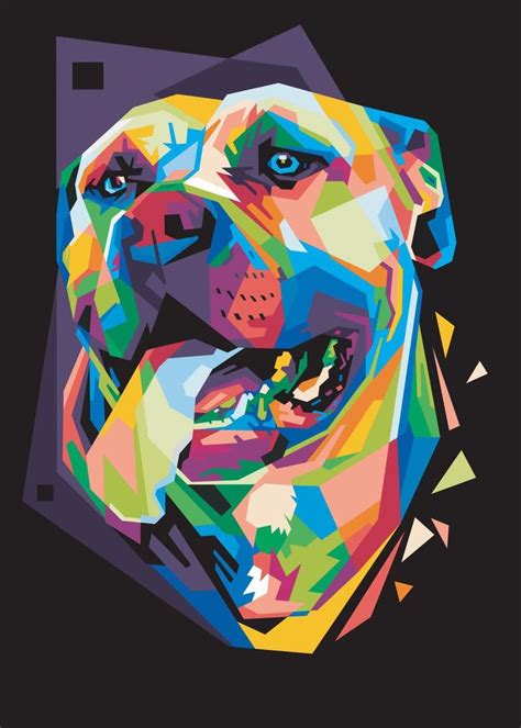 Colorful Dog Head With Cool Isolated Pop Art Style Backround Wpap