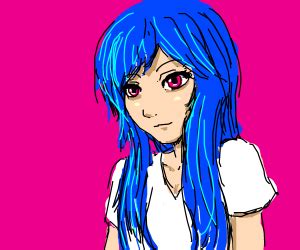 Anime, anime girls, long hair, ia (vocaloid), blue eyes, pink hair. Anime girl with blue hair, pink eyes. :P - Drawception