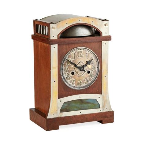 Sold Price German School Secessionist Oak Cased Mantel Clock Circa 1900 37cm High April 3