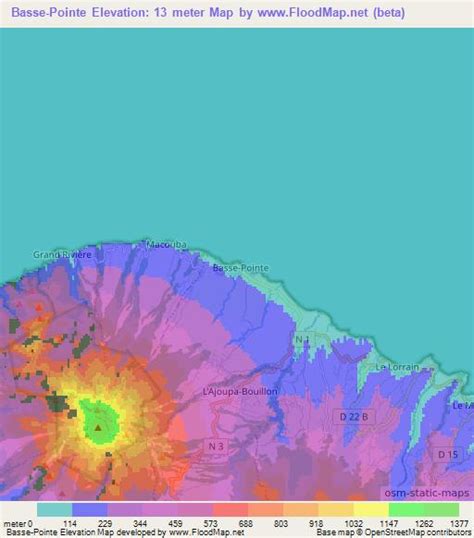Elevation Of Basse Pointe Martinique Elevation Map Topography Contour