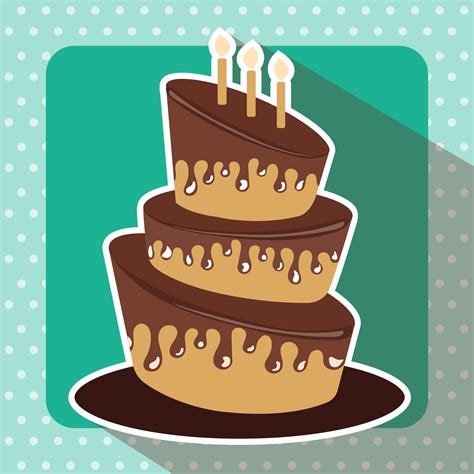 Birthday Card With Cake Flat Vector Illustration Download Free