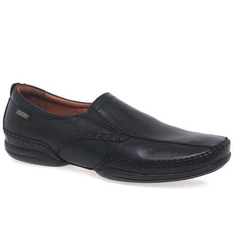 Pikolinos Leather Ricardo Mens Slip On Casual Shoes In Black For Men