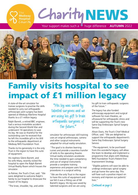 Charity Newsletter The Medway Hospital Charity
