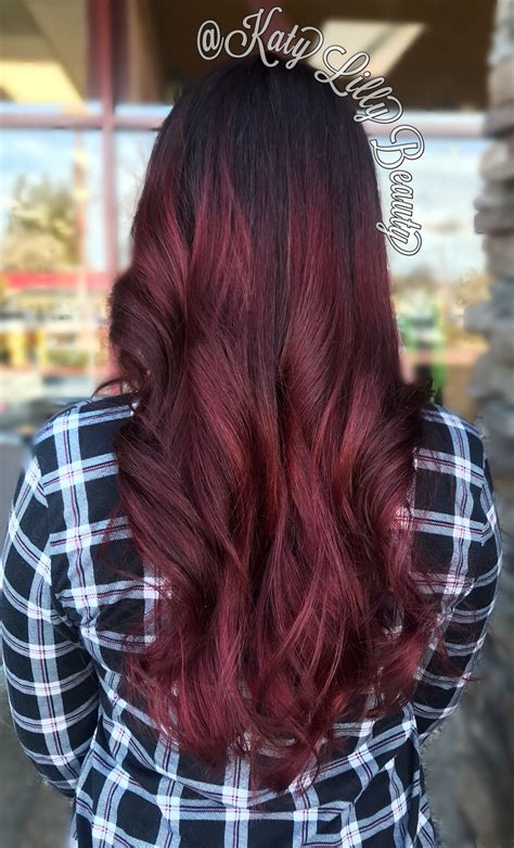 Red Balayage Ombré Burgundy Hair Color Melt Brunette Burgundy Hair