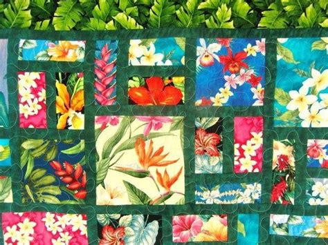 Hawaiian Throw Quilt Scrappy Floral Patchwork Tropical Flowers Etsy