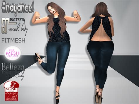 Second Life Marketplace Anayance Navy Outfit Tulip Top And Leggings