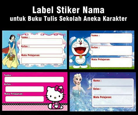 Jual Label Stiker Nama Buku Tulis Sekolah Karakter Kota Tangerang