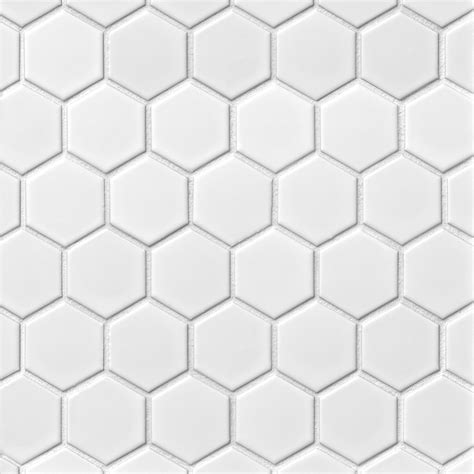 Hex Matte White Porcelain Mosaic Wall And Floor Tile 2 X 2 In The