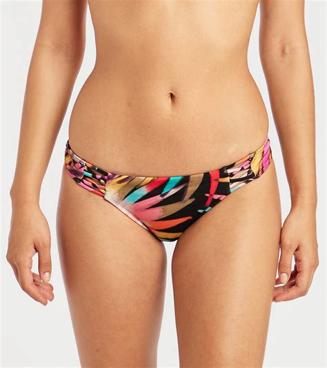 Printed Bikini Bottoms With Strappy Details Sol Searcher Tropic Palm