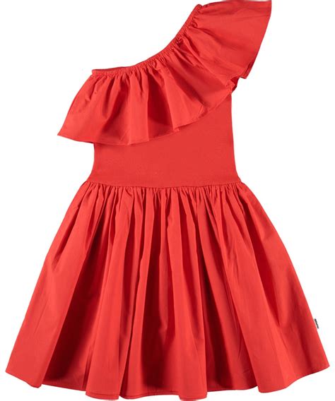 Chloey Apple Red Red Organic One Shoulder Dress With Circular