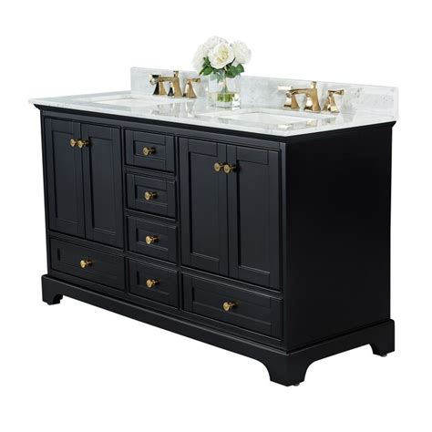 Ancerre Designs Audrey 60 In Black Onyx Undermount Double Sink Bathroom