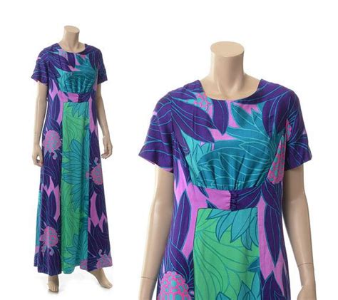 vintage 60s waltah clarkes mod floral hawaiian dress 1960s etsy hawaiian dress boho dress