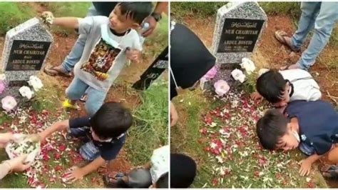 Viral Tingkah Polos Dua Bocah Saat Ziarah Ke Makam Mamanya Arie Untung