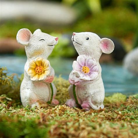 Kennedy's is a full service garden center with staff who are conscious of. Miniature Mice Holding Flowers | Fairy garden supplies ...