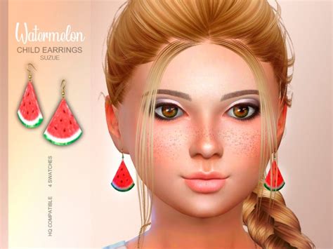 Watermelon Child Earrings By Suzue At Tsr Sims 4 Updates