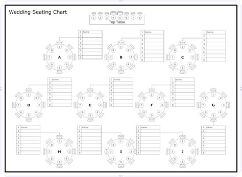 Seating Chart Template For Wedding