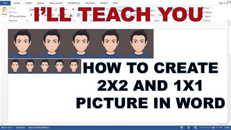 How To Create A 2x2 And 1x1 Picture Id In Word 2021 Youtube