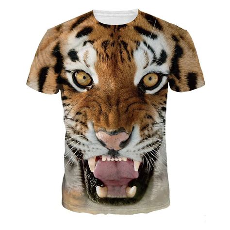 Tiger Print Casual Sleeve Short Sleeve T Shirt Pink Always 3d T