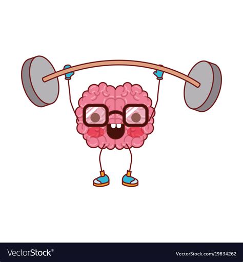 Cartoon With Glasses Train The Brain Happy Vector Image