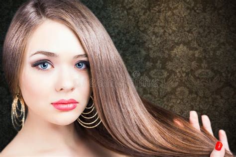 fashion hairstyle beautiful woman with long straight hair stock image image of female