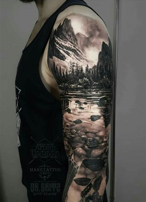 Mountain Sleeve Tattoo Forest Tattoo Sleeve Nature Tattoo Sleeve
