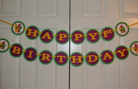 Barney Happy Birthday Banner By Paperfectcreations On Etsy