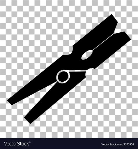 Clothes Peg Sign Flat Style Black Icon Royalty Free Vector
