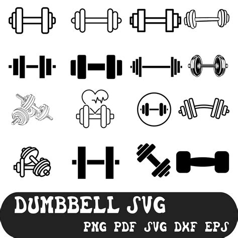 Dumbbell Svg Bundle Designs Fitness Svg Dumbbell Cricut Weight Svg Barbell Svg