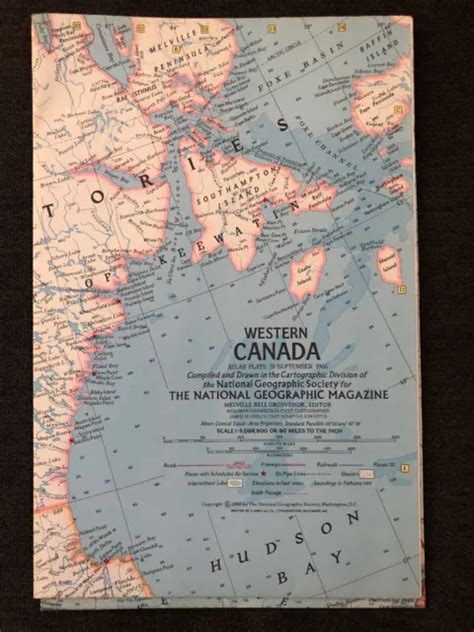 Vintage Western Canada Wall Map National Geographic September 1966 Mint
