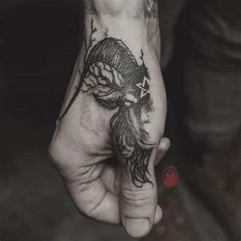 Image May Contain One Or More People Satanic Tattoos Hand Tattoos