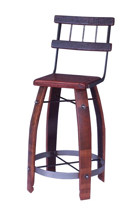 Wine Barrel Stool 28 W Back By 2 Day Designs 169w28 The Rustic