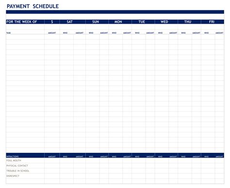 Printable Payment Schedule Template Excel Templates Printable Free