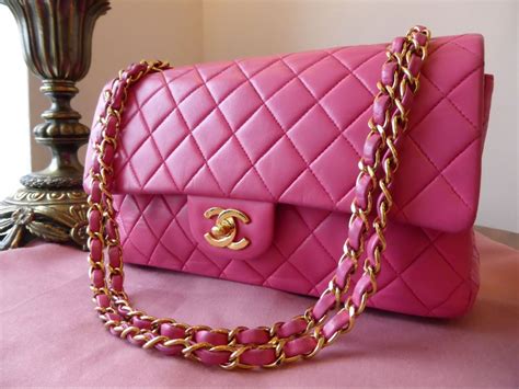 Chanel Timeless Classic 255 Medium Flap Bag In Fuschia Pink Lambskin