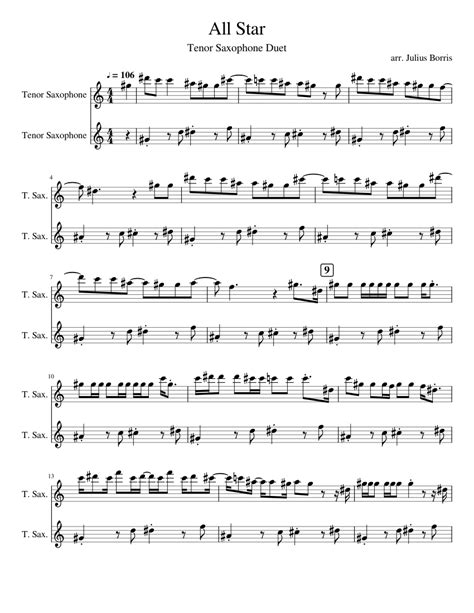 All Star For Tenor Sax Duet Sheet Music For Saxophone Tenor Solo