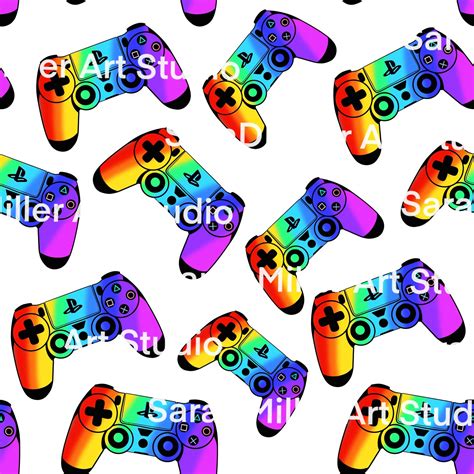 Ps4 Remote Controller Rainbow Design Seamless Jpeg File Etsy