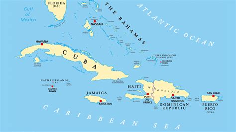 Mapa De Las Antillas Mayores Y Las Bahamas