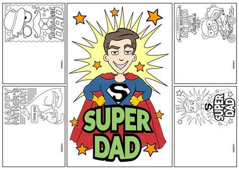 Father's day coloring pages and cards make a wonderful handmade father's day gift for dad (or granddad) (or someone special) on their special day. 4 free printable Father's Day cards to color