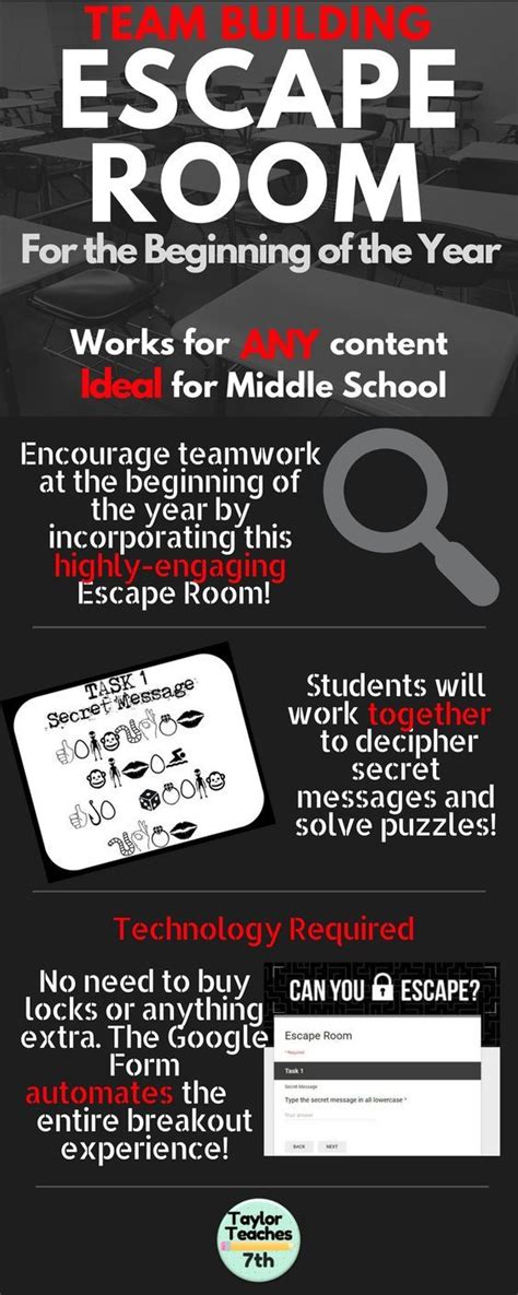 Team building through escape rooms is a way to bring your teams together using fun and unconventional activities. Escape Room - Team Building - Any Content | Middle school classroom, Escape room team building ...